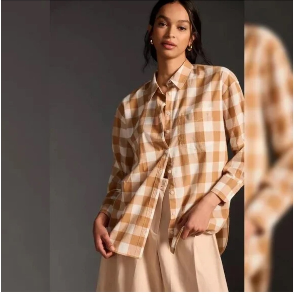 Maeve Anthropologie The Bennet Button-down Checkered Shirt Top‎ Medium